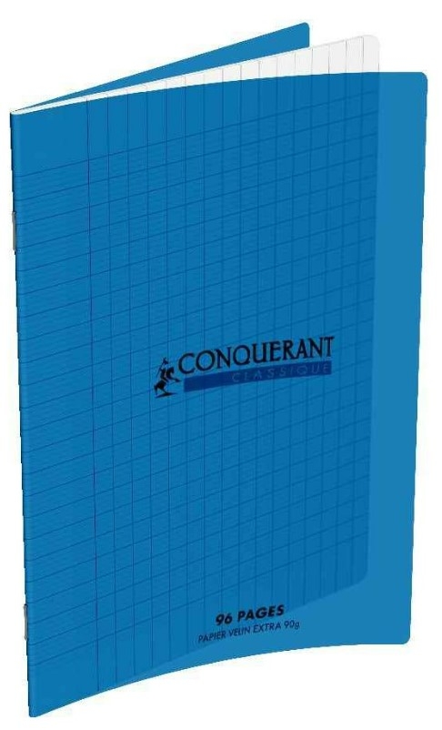 CONQUERANT C7 Cahier de brouillon 17x22 cm 96 pages 56g grands carreaux  Seyès. Couverture carte
