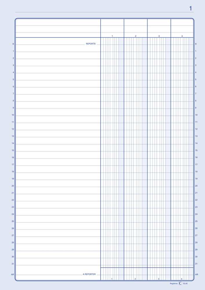 Regstre - Journal De 4 Colonnes - 297 X 210 Mm ELVE 81041 | Étquette