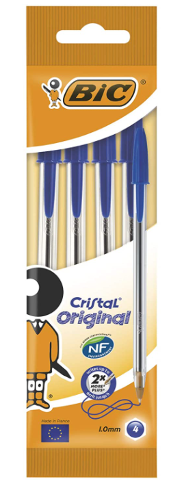 Pochette de 4 stylos bille Cristal Original pour une écriture
