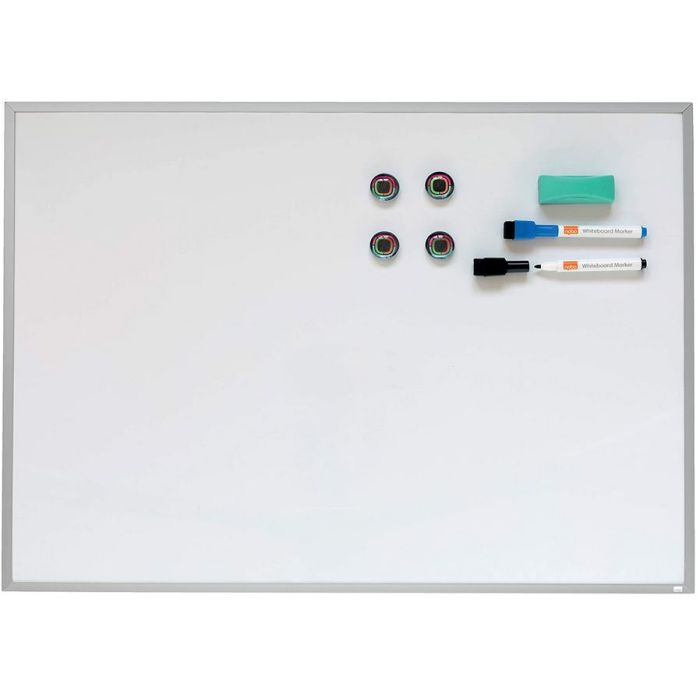 Tableau blanc effaçable à sec, tableau blanc magnétique de bureau de 7,8 x  11,8 avec support, 8 marqueurs, 1 gomme, chevalet de tableau blanc double