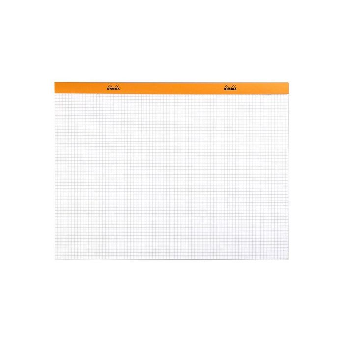 Bloc-notes - Format A4 21 x 29.7 cm - Rhodia - 160 pages petits carreaux -  Orange - Copies - Feuilles
