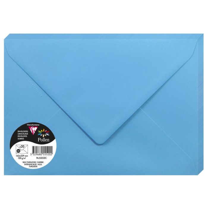 POLLEN Enveloppes - C5 162 x 229 mm - Bleu Turquoise Lot de 20