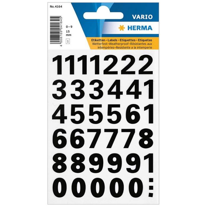 Etiquettes de chiffres noirs autocollants - 15 mm HERMA 4164 Présentation  et étiquetage