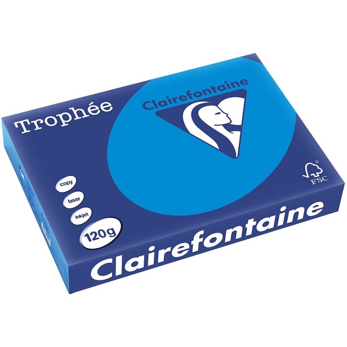 Ramette de papier de 250 feuilles A4 120g - Bleu Turquoise CLAIREFONTAINE  Trophée 1291C