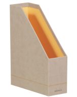 Porte-revues en simili cuir - Dos de 95 mm - Noir/Orange RHODIA