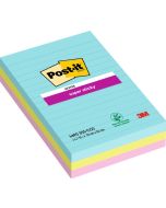 POST-IT Bloc-note adhésif Ligné - Assortiment - 101 x 152 mm Super Sticky Lot de 3
