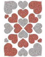 Photo HERMA : Lot de 22 stickers MAGIC - Coeurs rouge et argent - 6387