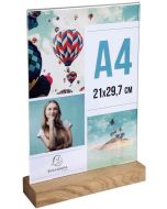 Présentoir avec socle en bois - Vertical - A4 - Cristal : EXACOMPTA Office image