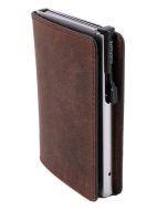 Portefeuille avec porte-cartes RFID -  Cuir Nappa Marron CLICKSAFE SLIM