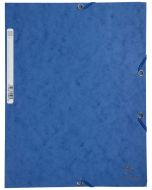 Chemise à élastiques 3 rabats Carte lustrée 400g - Bleu : EXACOMPTA Image