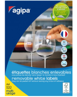 Image Etiquettes adhésives amovibles - 38 x 21,2 mm - Blanc AGIPA