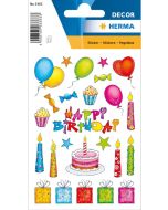 Photo HERMA : Lot de 75 stickers en papier - Anniversaire - 3363