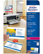 photo AVERY C32016-10 : Lot de 100 cartes de visite blanc satiné - 220g m²