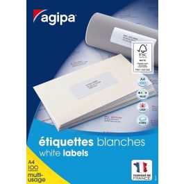 Agipa Etiquettes blanches 16 feuilles A5 Ø45mm 192 pièces 
