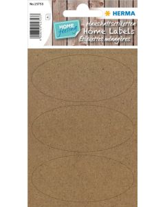 Étiquettes adhésives ovales - 76 x 35 mm - Brun naturel HERMA HOME Lot de 12