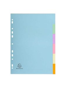 Jeu de 6 Intercalaires A4 en carte recyclée teintée - Assortiment pastel EXACOMPTA