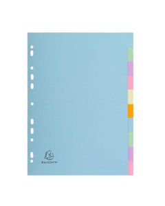 Jeu de 10 Intercalaires A4 en carte recyclée teintée - Assortiment pastel EXACOMPTA