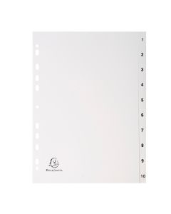 EXACOMPTA : Jeu de 10 intercalaires numériques en polypropylène 1 à 10 Classement