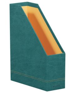 Porte-revues en simili cuir - Dos de 95 mm - Noir/Orange RHODIA