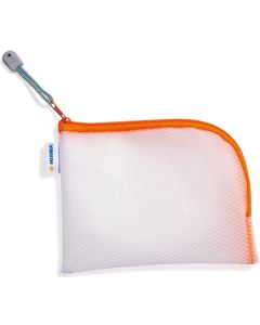 Pochette avec fermeture éclair - 190 x 140 mm - Transparent / Orange : HERMA Mesh Bags image