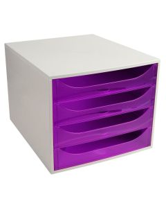 Module de rangement 4 tiroirs Ecobox - Gris/Violet Translucide EXACOMPTA Linicolor Image