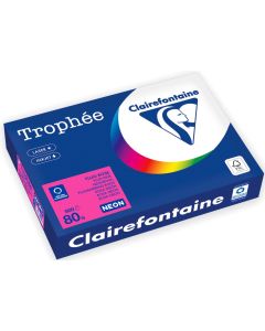 Ramette de papier de 500 feuilles A4 - Rose fluo : CLAIREFONTAINE Trophée Visuel