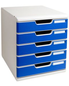 EXACOMPTA : Module de rangement 5 tiroirs Modulo - Gris/bleu