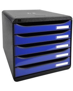 Module de rangement 5 tiroirs - Big Box Plus - Noir/Bleu Royal Glossy : EXACOMPTA Iderama