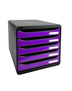 3097220D EXACOMPTA : Module de rangement 5 tiroirs - Big Box Plus - Noir/Violet glossy