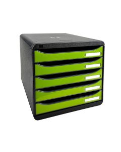 3097225D EXACOMPTA : Module de rangement 5 tiroirs - Big Box Plus - Noir/Vert anis glossy