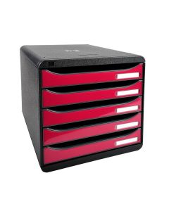 3097284D EXACOMPTA : Module de rangement 5 tiroirs - Big Box Plus - Noir/Framboise glossy
