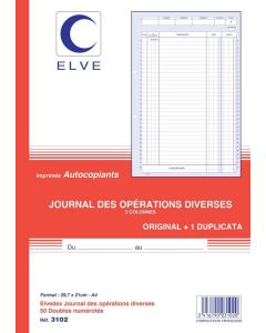 Journal des opérations diverses  Carnet autocopiant A4 ELVE 3102