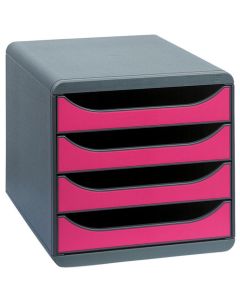 310784D EXACOMPTA : Caisson à 4 tiroirs - Big Box - Gris framboise