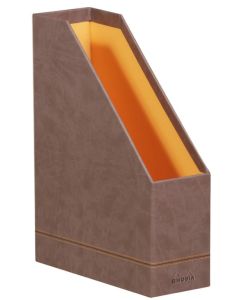 Porte-revues en simili cuir - Dos de 95 mm - Noir/Orange RHODIA