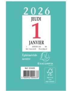 Bloc éphéméride 2026 - 65 x 97 mm EXACOMPTA