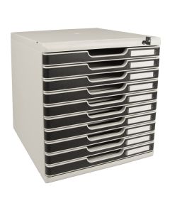 Module de rangement 10 tiroirs - Verrouillable - Modulo - Gris/Noir : EXACOMPTA Office image