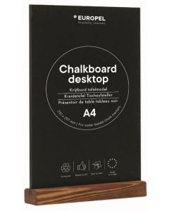 Présentoir de Table - A4/Portait - Ardoise avec socle en bois de Pin : EUROPEL image