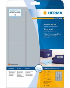 Étiquettes adhésives - Argent - 63,5 x 29,6 mm HERMA 4098
