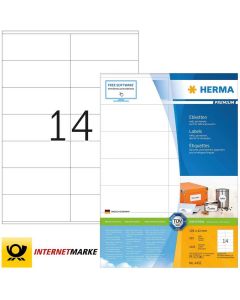 Étiquettes adhésives - 105 x 42 mm - Blanc : HERMA Premium Lot de 1400 Image