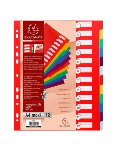 Jeu de 12 Intercalaires en PP opaque - 245 x 297 mm EXACOMPTA