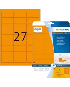 Étiquettes adhésives - Orange fluorescent - 63,5 x 29,6 mm HERMA 5141