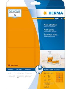 Étiquettes adhésives - Orange fluorescent - 99,1 x 67,7 mm HERMA 5145