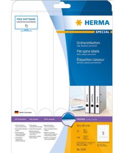 Etiquettes pour dos de classeur - 34 x 297 mm - Blanc : HERMA 5158