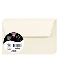 Enveloppes - 90 x 140 mm - Blanc naturel POLLEN Lot de 20