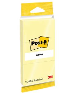 Notes adhésives uni - Jaune - 51 x 38 mm POST-IT Blister de 3
