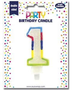 Bougie d'anniversaire Chiffre 1 pailletée - 75 mm CLAIREFONTAINE