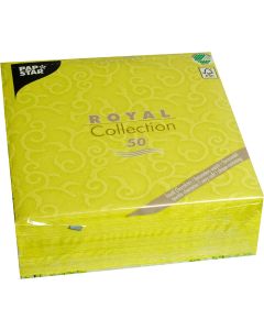 Photo Lot de 50 serviettes en papier - Vert citron - 400 x 400 mm : PAPSTAR ROYAL Collection Casali