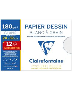 Pochette à dessin - 15 feuilles de papier blanc à grain - 96177C Clairefontaine