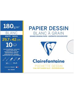 Pochette à dessin - 15 feuilles de papier blanc à grain - 96177C Clairefontaine