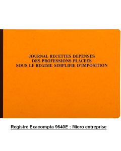 EXACOMPTA : Professions placées sous le Régime Simplifié  Journal Recettes / Dépenses